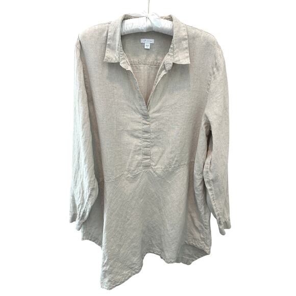 J.JILL | Love Linen Beige Long Sleeve Tunic Top 100% Linen | XL - Picture 1 of 8